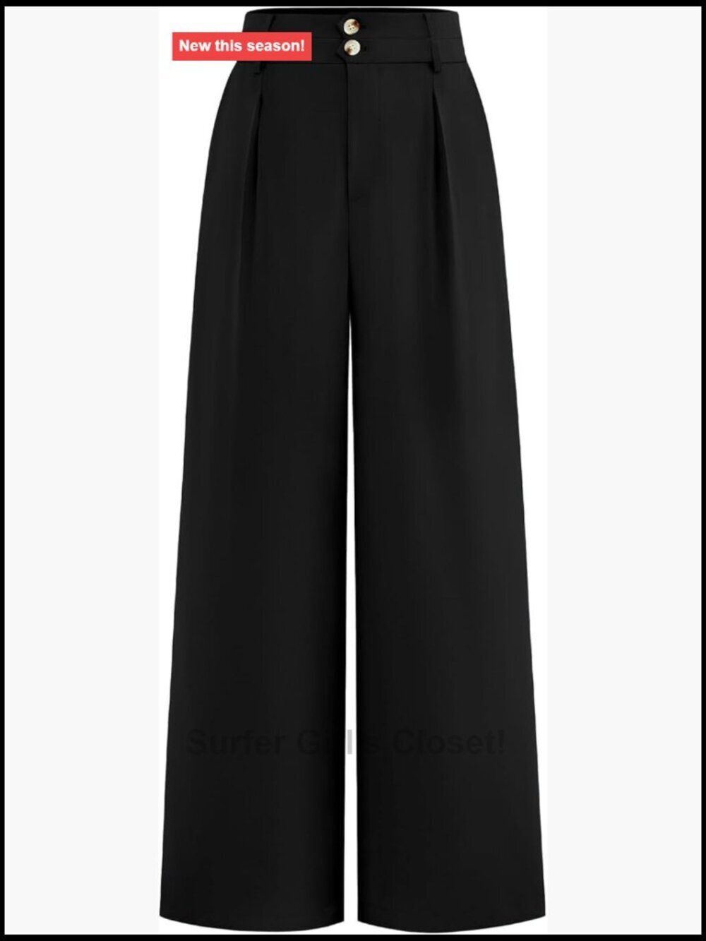 Wide Leg Dress Pants High Waisted Button Pleated Business Casual Trousers